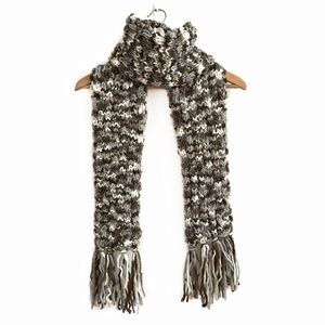 Old Navy Chunky Knit Scarf Brown White Grey